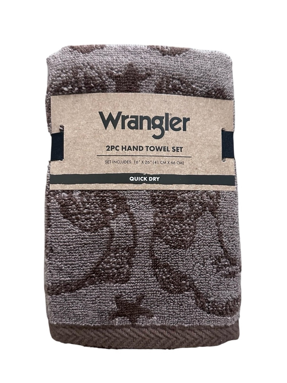 Wrangler 2 Hand Towels 🤎 Western Cowboy Boots Brown NWT Quick Dry
